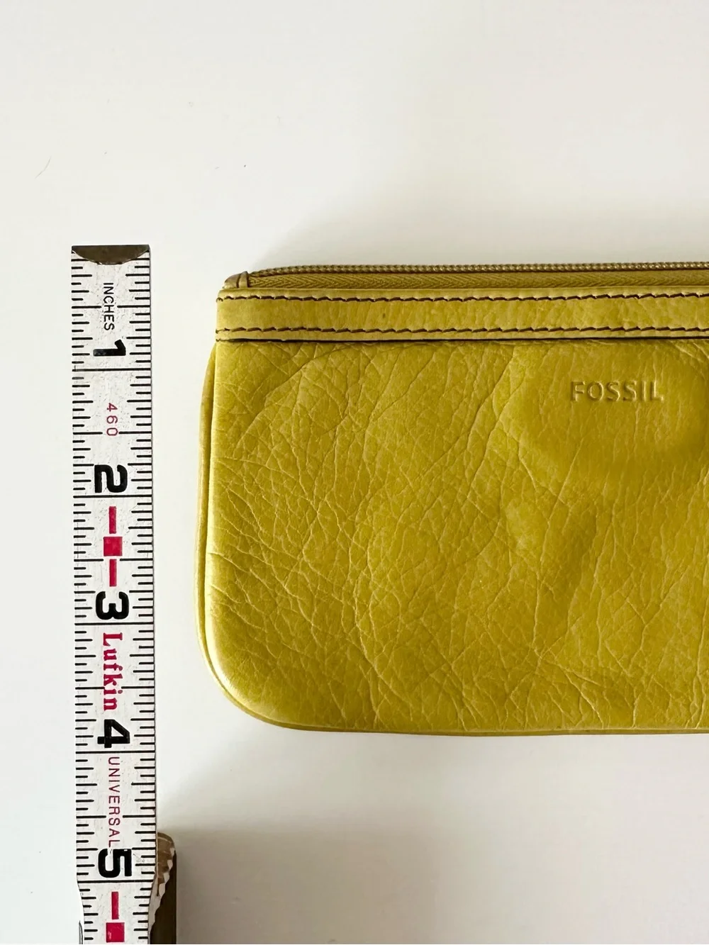 Fossil Chartreuse Leather Wristlet Clutch Applique Boho